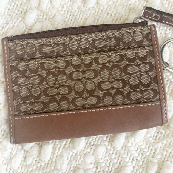 Coach Coin Purse Signature C’s Canvas & Leather Wallet - Picture 2 of 6